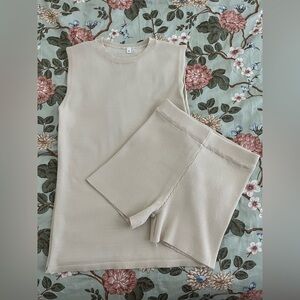 Sleeveless Beige Top and Shorts Set